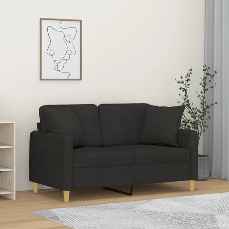 Vidaxl tweezitsbank met sierkussens 120 cm stof zwart
