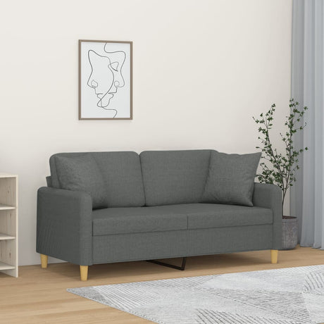 Vidaxl tweezitsbank met sierkussens 140 cm stof donkergrijs