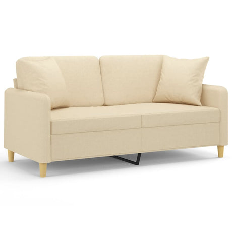 Vidaxl tweezitsbank met sierkussens 140 cm stof crèmekleurig