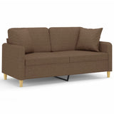 Vidaxl tweezitsbank met sierkussens 140 cm stof bruin