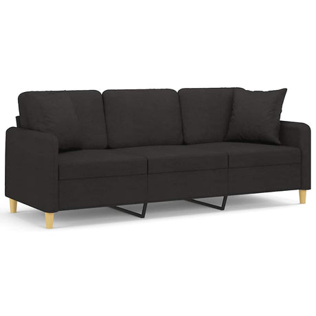 Vidaxl driezitsbank met sierkussens 180 cm stof zwart