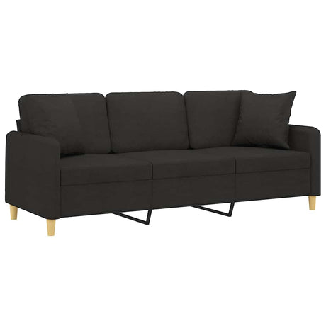 Vidaxl driezitsbank met sierkussens 180 cm stof zwart