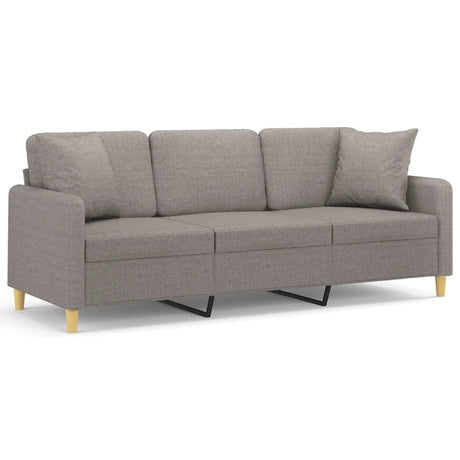 Vidaxl driezitsbank met sierkussens 180 cm stof taupe