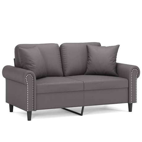 Vidaxl tweezitsbank met sierkussens 120 cm kunstleer grijs