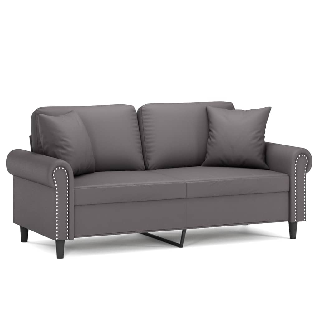 Vidaxl tweezitsbank met sierkussens 140 cm kunstleer grijs