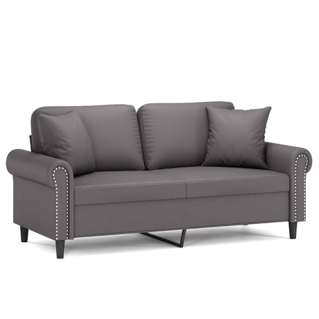 Vidaxl tweezitsbank met sierkussens 140 cm kunstleer grijs