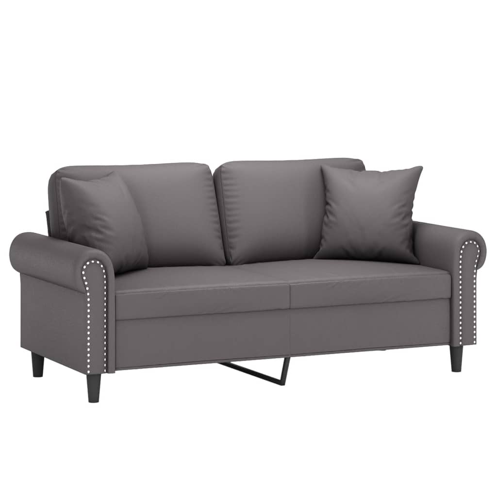 Vidaxl tweezitsbank met sierkussens 140 cm kunstleer grijs