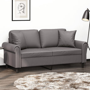 Vidaxl tweezitsbank met sierkussens 140 cm kunstleer grijs