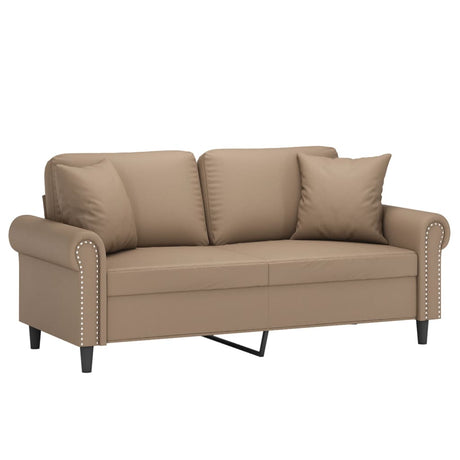 Vidaxl tweezitsbank met sierkussens 140 cm kunstleer cappuccinokleurig