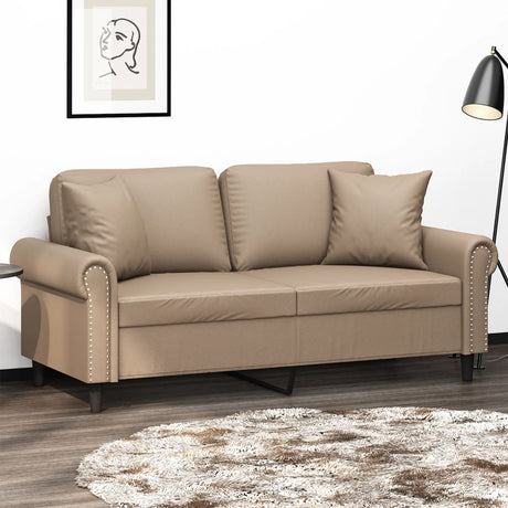 Vidaxl tweezitsbank met sierkussens 140 cm kunstleer cappuccinokleurig