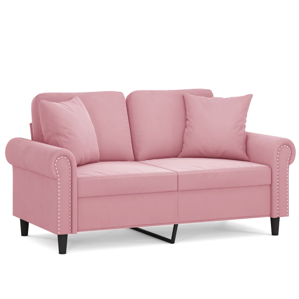 Vidaxl tweezitsbank met sierkussens 120 cm fluweel roze