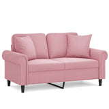 Vidaxl tweezitsbank met sierkussens 120 cm fluweel roze
