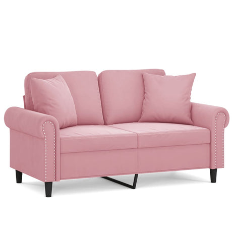 Vidaxl tweezitsbank met sierkussens 120 cm fluweel roze