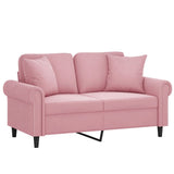 Vidaxl tweezitsbank met sierkussens 120 cm fluweel roze