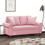 Vidaxl tweezitsbank met sierkussens 120 cm fluweel roze