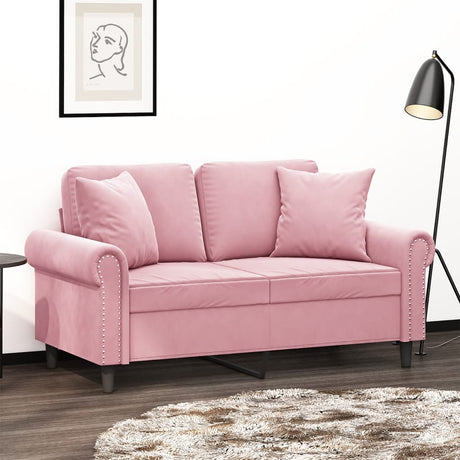 Vidaxl tweezitsbank met sierkussens 120 cm fluweel roze