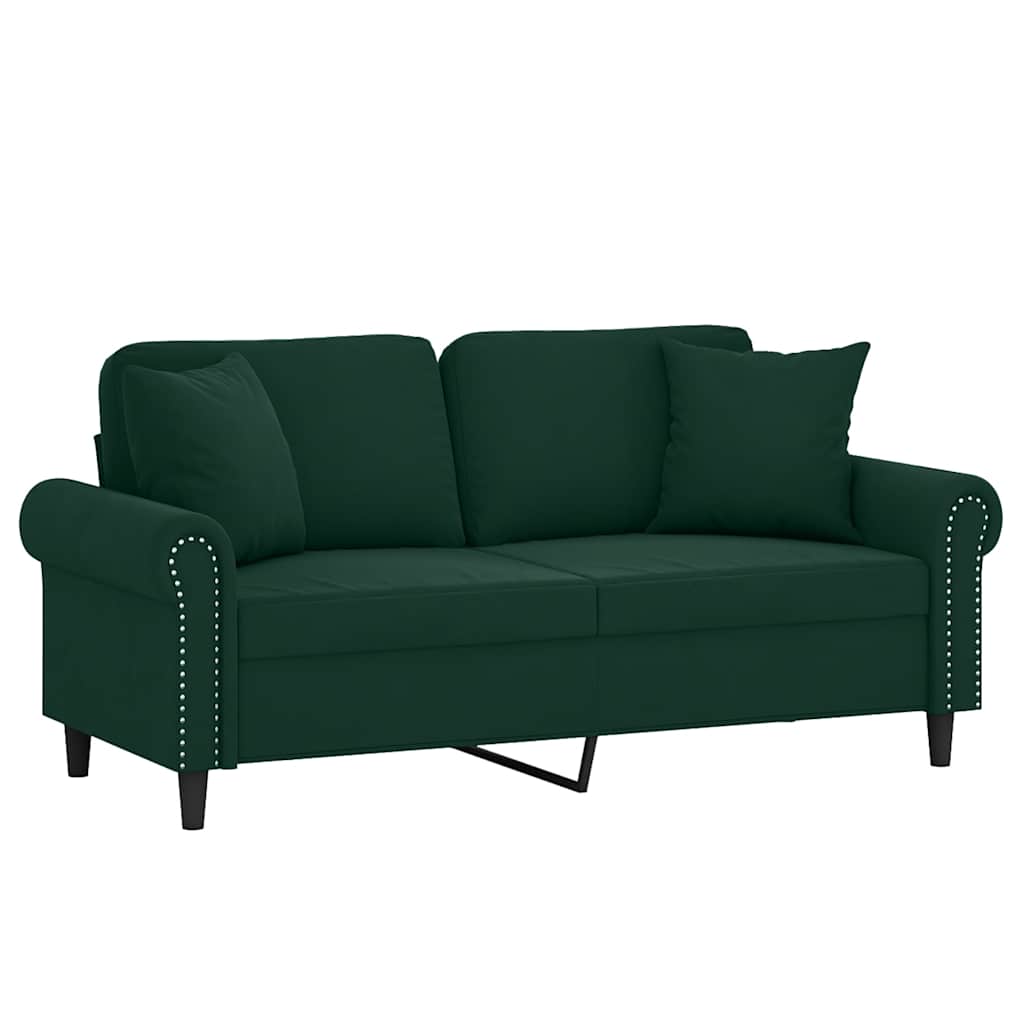 Vidaxl tweezitsbank met sierkussens 140 cm fluweel donkergroen