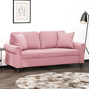 Vidaxl tweezitsbank met sierkussens 140 cm fluweel roze