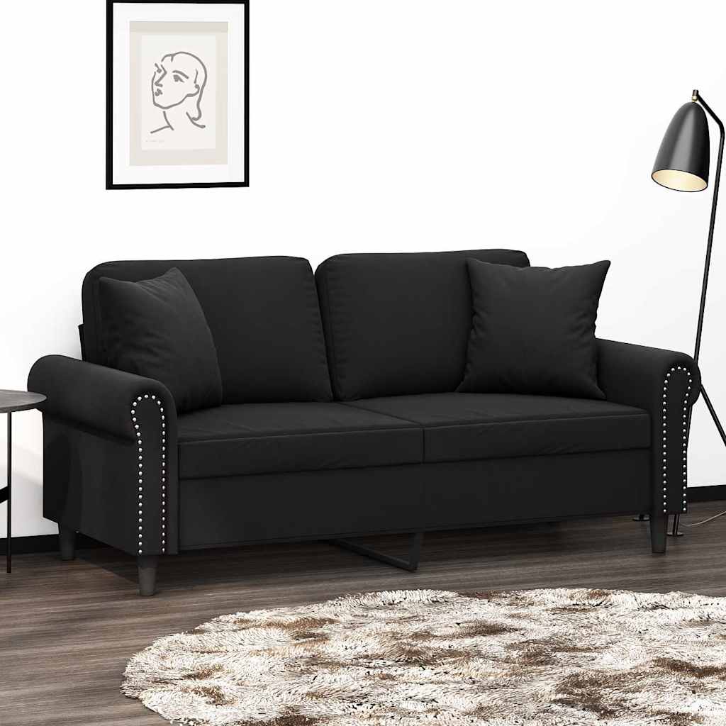 Vidaxl tweezitsbank met sierkussens 140 cm fluweel zwart