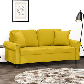 Vidaxl tweezitsbank met sierkussens 140 cm fluweel geel