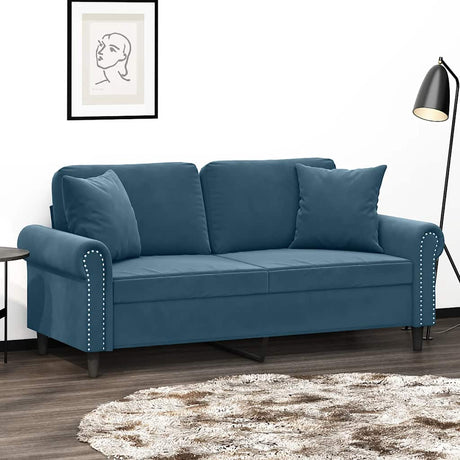 Vidaxl tweezitsbank met sierkussens 140 cm fluweel blauw