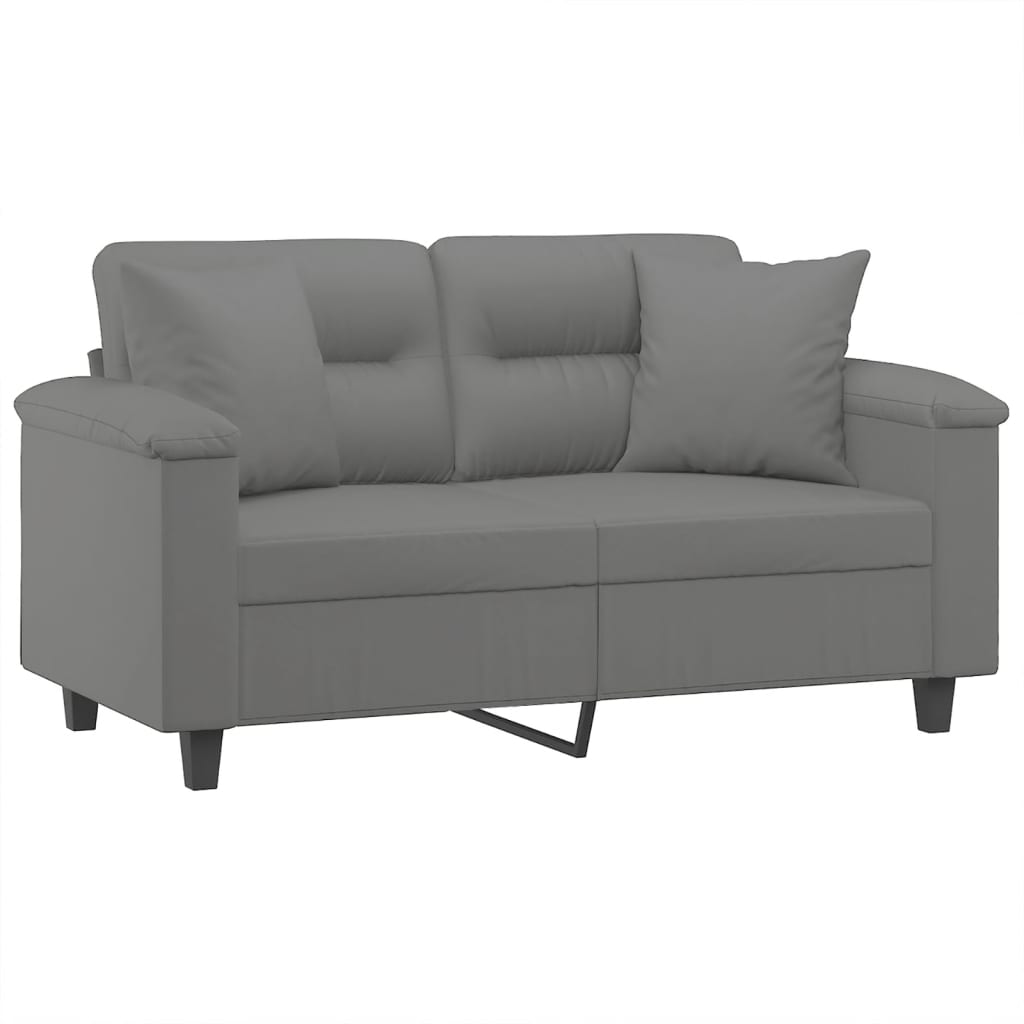Vidaxl tweezitsbank met kussens 120 cm microvezelstof donkergrijs