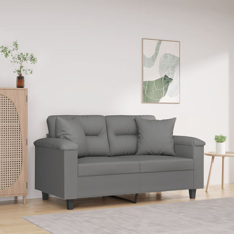 Vidaxl tweezitsbank met kussens 120 cm microvezelstof donkergrijs