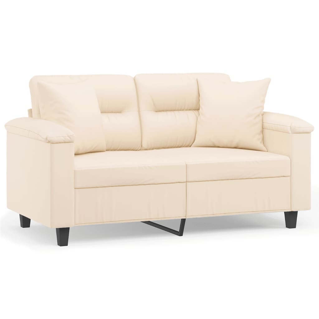Vidaxl tweezitsbank met kussens 120 cm microvezelstof beige
