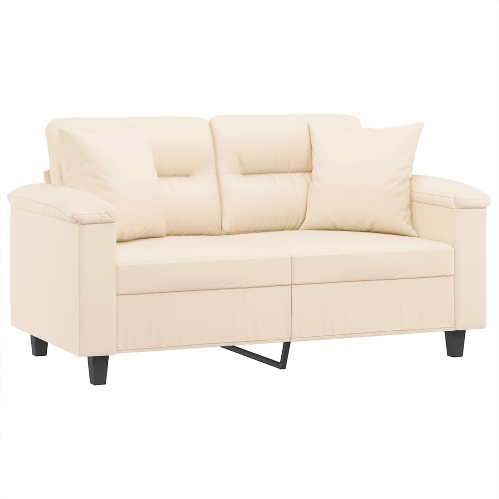 Vidaxl tweezitsbank met kussens 120 cm microvezelstof beige