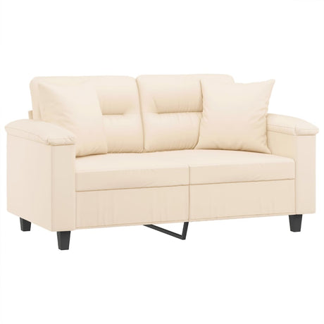 Vidaxl tweezitsbank met kussens 120 cm microvezelstof beige