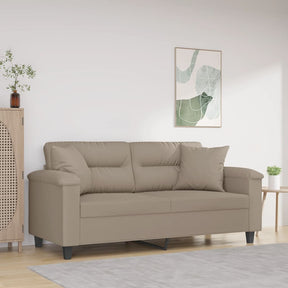 Vidaxl tweezitsbank met kussens 140 cm microvezelstof taupe
