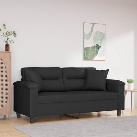 Vidaxl tweezitsbank met kussens 140 cm microvezelstof zwart