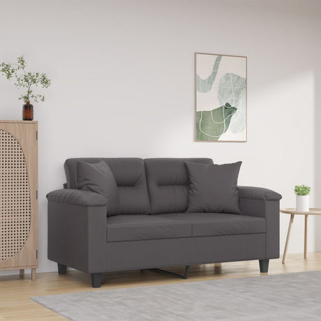 Vidaxl tweezitsbank met sierkussens 120 cm kunstleer grijs