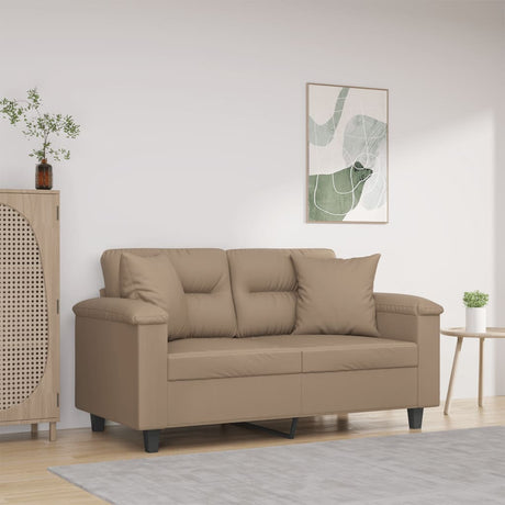 Vidaxl tweezitsbank met sierkussens 120 cm kunstleer cappuccinokleurig
