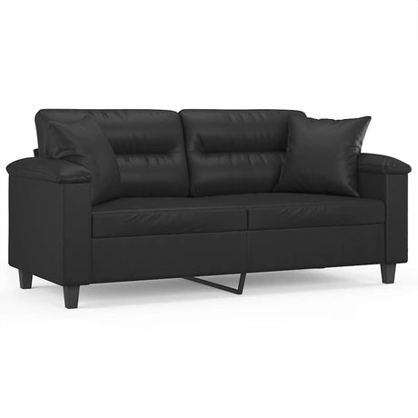Vidaxl tweezitsbank met sierkussens 140 cm kunstleer zwart