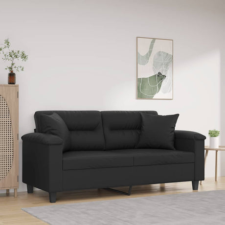 Vidaxl tweezitsbank met sierkussens 140 cm kunstleer zwart