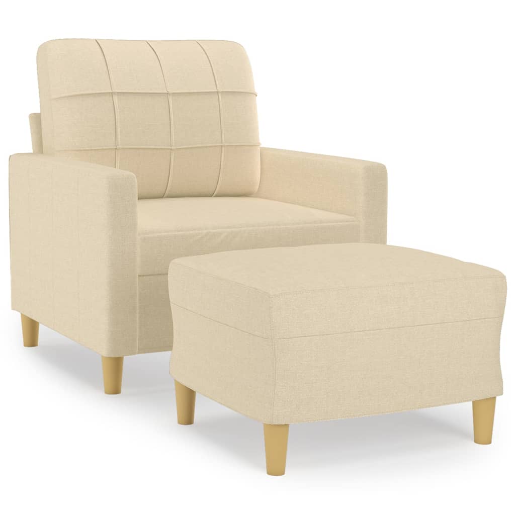 Vidaxl fauteuil met voetenbank 60 cm stof crèmekleurig