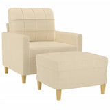 Vidaxl fauteuil met voetenbank 60 cm stof crèmekleurig