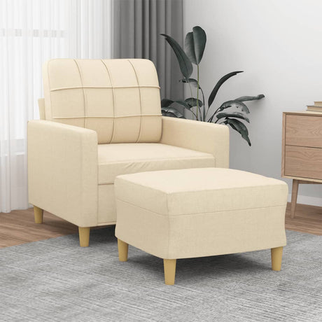Vidaxl fauteuil met voetenbank 60 cm stof crèmekleurig