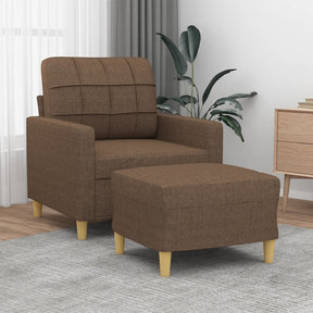 Vidaxl fauteuil met voetenbank 60 cm stof bruin