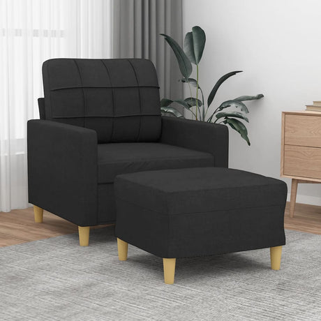 Vidaxl fauteuil met voetenbank 60 cm stof zwart