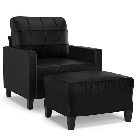 Vidaxl fauteuil met voetenbank 60 cm kunstleer zwart