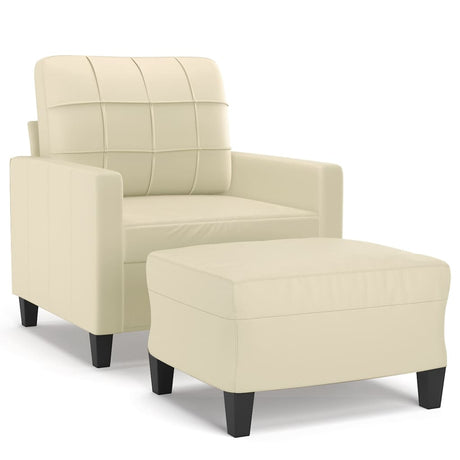 Vidaxl fauteuil met voetenbank 60 cm kunstleer crèmekleurig