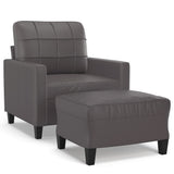 Vidaxl fauteuil met voetenbank 60 cm kunstleer grijs
