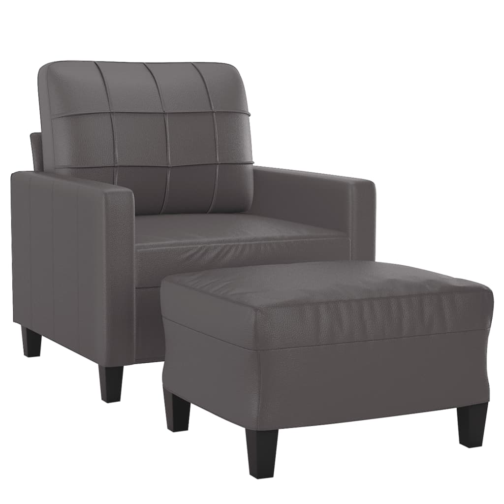 Vidaxl fauteuil met voetenbank 60 cm kunstleer grijs