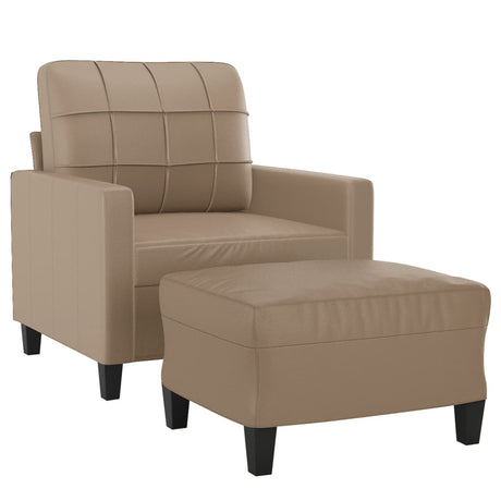 Vidaxl fauteuil met voetenbank 60 cm kunstleer cappuccinokleurig