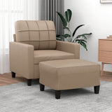Vidaxl fauteuil met voetenbank 60 cm kunstleer cappuccinokleurig