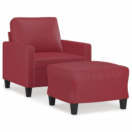 Vidaxl fauteuil met voetenbank 60 cm kunstleer wijnrood
