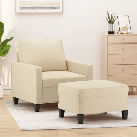 Vidaxl fauteuil met voetenbank 60 cm stof crèmekleurig