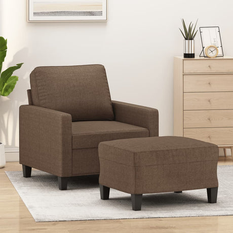 Vidaxl fauteuil met voetenbank 60 cm stof bruin